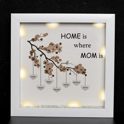 Personalised Light Up Family Tree Box Frame with 1-25 Names Mother's Day Gift For Grandma, Mom