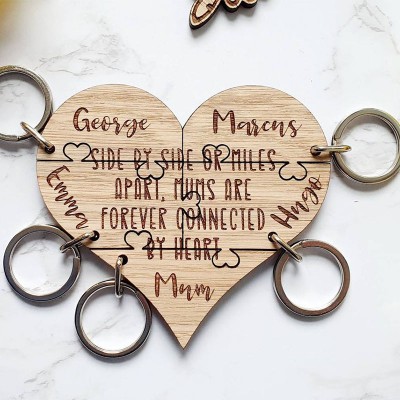 Personalised Heart Name Jigsaw Keychain Engraving 3-5 Names