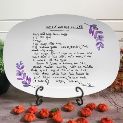 Handwritten Recipe on Platter Personalised Family Recipe Plate Christmas Gift for Wife