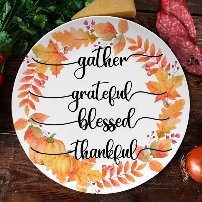 Personalised Thanksgiving Fall Bless Family Platter