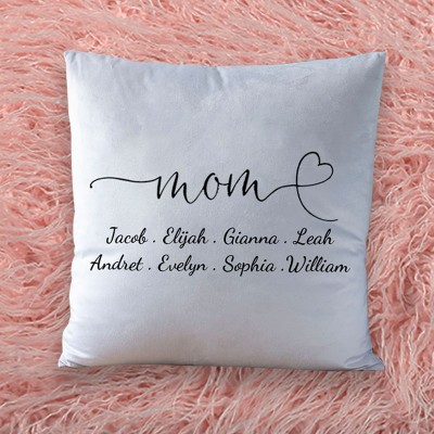 Personalised Engraving 1-20 Kids Names Family Pillow Mother's Day Gift