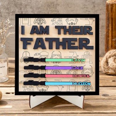 Personalised I Am Their Father Engraved Name Sign Lightsaber Gift for Daddy, Grandpa Father's Day Gift
