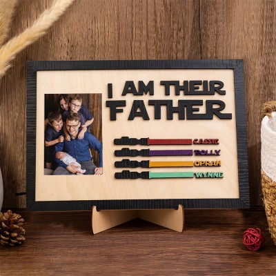 Personalised I Am Their Father Wooden Sign with Photo Unique Gift for Dad Father's Day Gifts