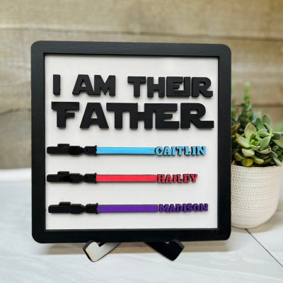 Personalised I Am Their Father Wooden Frame Meaningful Sign For Dad Gift for Father's Day