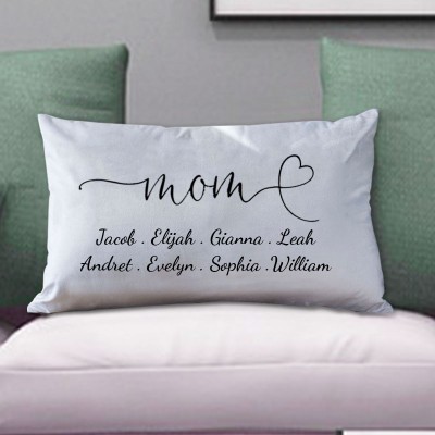 Personalised Engraving 1-20 Kids Names Family Pillow Mother's Day Gift