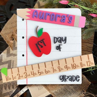 Personalised Back to School Sign Reusable Wood School Board Milestone Gifts for Kids