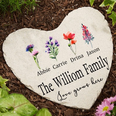 Personalised Grandma's Garden Birth Month Flower Plaque with Kids Names Unique Family Gifts for Grandma Mum