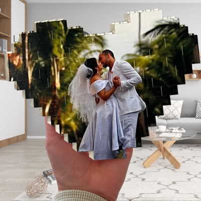 Heart Shaped Personalised Brick Photograph Wedding Anniversary Gift for Wife Valentine's Day Gift for Her