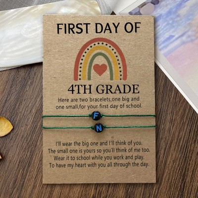 Personalised First Day of 4th Grade Matching Bracelets