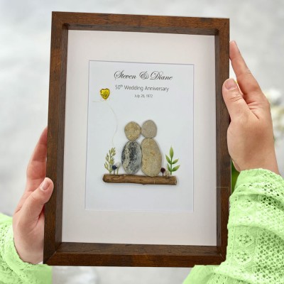 Personalised Wedding Anniversary Pebble Art Frame Anniversary Gift