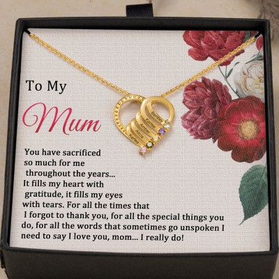 Personalised To My Mum Name Necklace with Birthstones Birthday Anniversary Gift Ideas for Mum Her