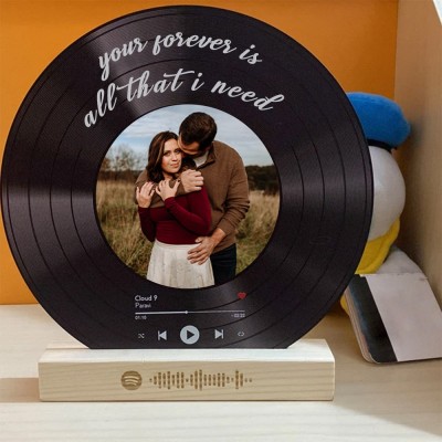 Personalised Music Song Photo Plaque Record with Spotify Code Keepsake Gifts for Couples Valentine's Day Gifts Anniversary Gift Ideas