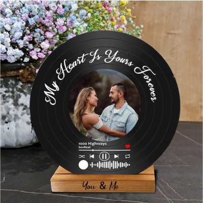 Personalised Couple Photo Music Song Plaque Record With Spotify Code Valentine's Day Gifts for Her Anniversary Gifts for Husband