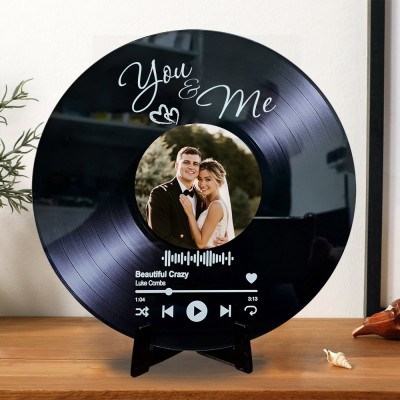 Personalised Couple Photo Spotify Song Plaque Record Valentine's Day Gifts for Soulmate Wedding Anniversary Gift Ideas