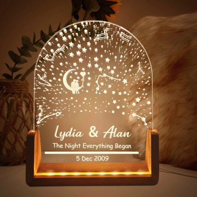Personalised Night Light with Star Map Constellation Map Lamp Valentine's Day Gifts for Her Anniversary Gift Ideas for Him
