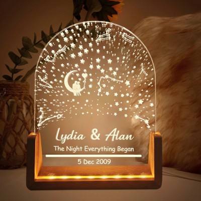 Personalised Night Light with Star Map Constellation Map Lamp Valentine's Day Gifts for Her Anniversary Gift Ideas for Him