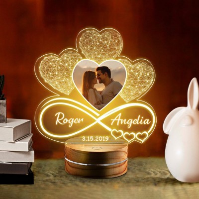 Personalised 3D Photo Night Light Unique Valentine's Day Gift Ideas for Couple Anniversary Gifts for Him