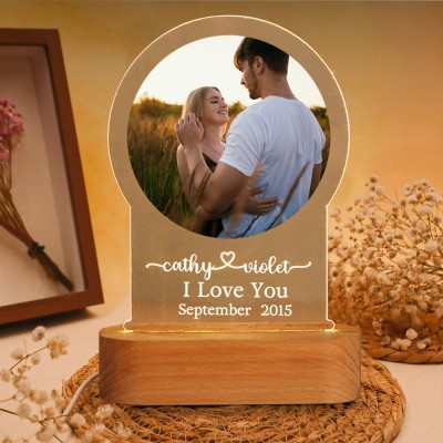 Personalised Photo Night Light with Names Romantic Gifts for Couple Valentine's Day Gift Ideas Anniversary Gifts
