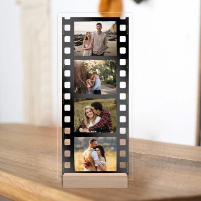 Custom Memory Film Photo Plaque with Wooden Stand Unique Gifts for Couple Valentine's Day Gifts for Boyfriend Husband