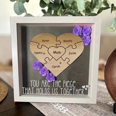 Custom Handmade Mum Heart Shape Puzzle Pieces Name Sign Gift For Mum Grandma Mother's Day Gift