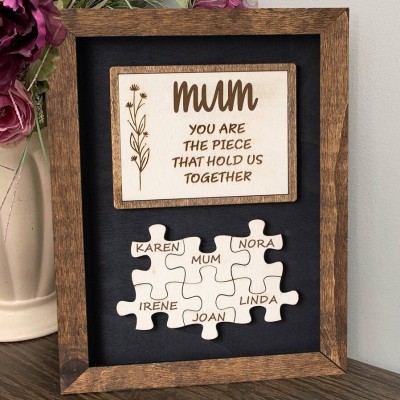 Personalised Family Sign With Name Puzzles Mother's Day Keepsake Gift Birthday Gift Ideas For Mum Grandma