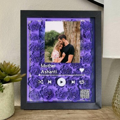Personalised Spotify Photo Flower Shadow Box Gifts for Her Valentine's Day Gift Ideas for Girlfriend Wife