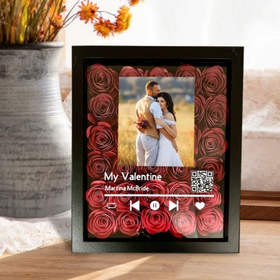 Personalised Spotify Song Photo Flower Shadow Box Gifts for Her Valentine's Day Gift Ideas for Girlfriend Wife