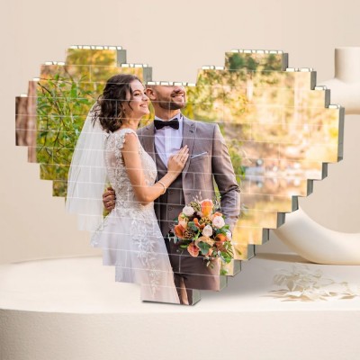 Personalised Heart Shaped Photo Building Block Puzzle Love Gifts for Soulmate Valentine's Day Gift Ideas Anniversary Gifts