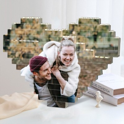 Personalised Heart Shaped Photo Building Block Puzzle Gifts for Couples Valentine's Day Gift Ideas for Her Anniversary Gifts