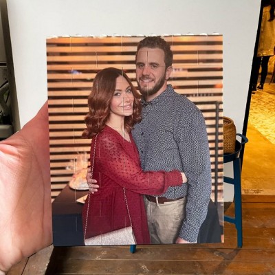 Custom Building Brick Photo Blocks Puzzle with Couple Photo Keepsake Gifts for Girlfriend Valentine's Day Gift Ideas