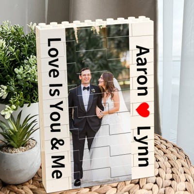 Love You To Pieces Personalised Engraved Photo Block Puzzle Anniversary Gift for Husband Valentine's Day Gift Ideas for Her