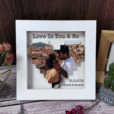 We Decided on Forever Personalised Heart Shaped Photo Block Puzzle with Frame Anniversary Gifts Valentine's Day Gift for Couple