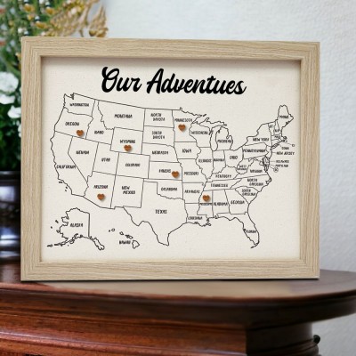 Personalised Push Pin USA Adventure Travel Map Keepsake Gifts for Soulmate Valentine's Day Gift Ideas Anniversary Gifts