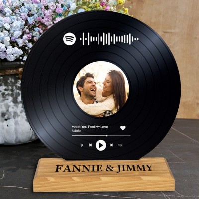 Personalised Photo Song Plaque Record with Spotify Code Memorial Gifts for Couple Valentine's Day Gift Ideas