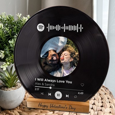 Personalised Romantic Spotify Photo Record Plaque for Valentine's Day Anniversary Gift Ideas