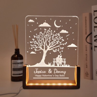 Personalised Night Lamp with Valentine's Couple Romantic Anniversary Gifts for Her Valentine's Day Gift Ideas