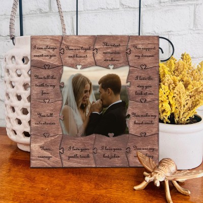 Personalised Reasons Why I Love You Wood Box with Puzzle Pieces Anniversary Gifts for Wife Husband Valentine's Day Gift Ideas
