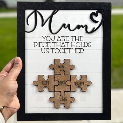 Custom Handmade Wooden Puzzle Frame Sign Adorable Gift Ideas For Mum Grandma Mother's Day Gift