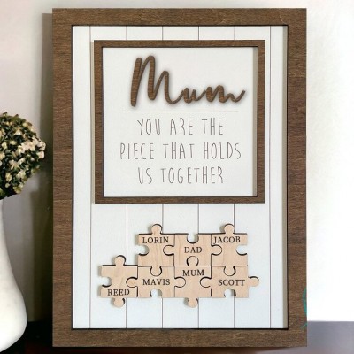 Personalised Handmade Wooden Names Puzzle Sign Gift Ideas For Mum Grandma Mother's Day Gift