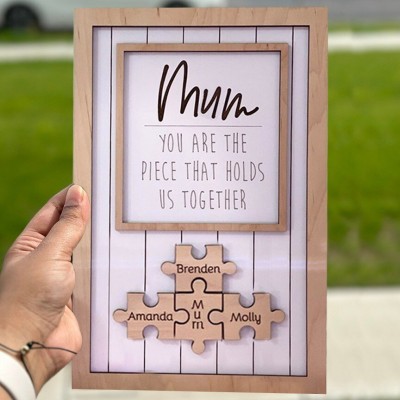 Personalised Wood Puzzle Name Sign Keepsake Gifts for Grandma Mum Mother's Day Gift