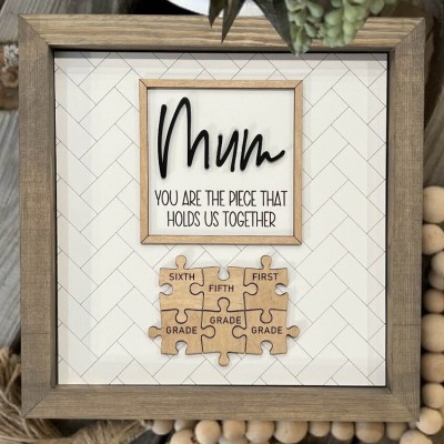 Personalised Mum Puzzle Piece Sign Family Keepsake Gifts Unique Gift Ideas for Mum Grandma
