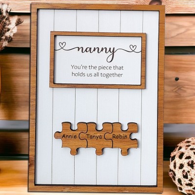 Custom Puzzle Pieces Sign Name Frame Unique Gift Ideas For Mum Grandma Mother's Day Gift