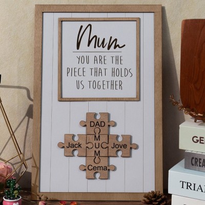 Personalised Wood Puzzles Name Frame Sign Gift Ideas for Mum Grandma You are the Piece that Holds us Together