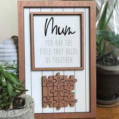 Custom Handmade Mum Puzzle Pieces Frame Sign Birthday Gift Ideas for Mum Grandma Mother's Day Gift