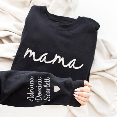 Personalised Mama Embroidered Sweatshirt Hoodie With kids Names Unique Baby Shower Gift For New Mum Mother's Day Gift Ideas