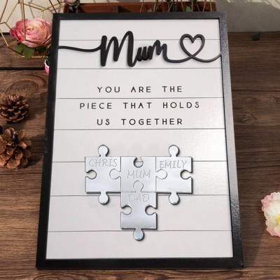 Personalised Acrylic Puzzles Sign with Kids Names Unique Family Plaque Gift For New Mum Grandma Mother's Day Gift Ideas