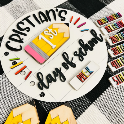 Custom Round First and Last Day of School Sign Interchangeable Prop Back to School Sign Gifts for Kids