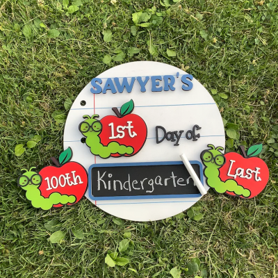 Personalised Interchangeable First and Last Day of School Sign With Name Back to School Sign Best Gifts for Kids