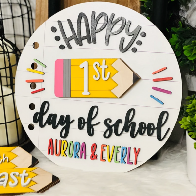 Custom First/100th/Last Day of School Interchangeable Back to School Sign Photo Prop Sign Gifts for Kids