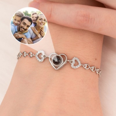 Personalised To My Soulmate Heart Photo Projection Bracelet Anniversary Gifts for Her Wife Girlfriend